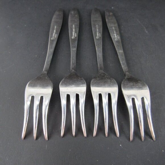 Eldan Stainless Steel ELD18 Pattern Textured Roses Cocktail Seafood Forks 4 - Picture 8 of 10
